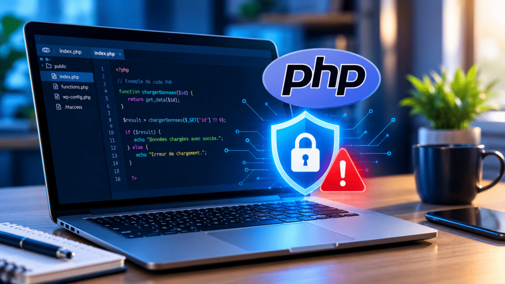 image illustratif d'un pc avec le logo de php